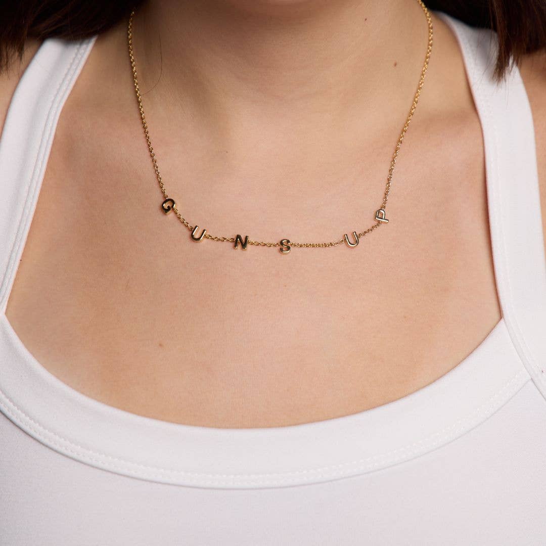 Gold "Guns Up" Necklace