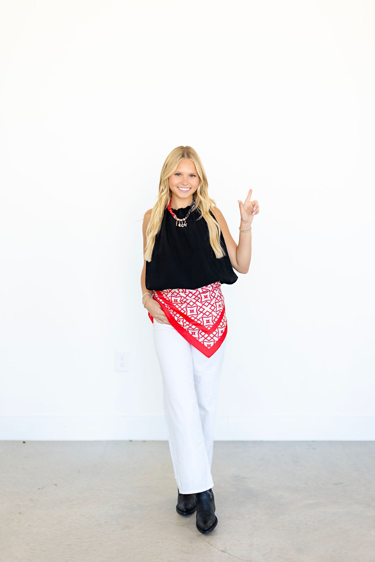 Gathered Neckline With Tie Halter Style Top: Black