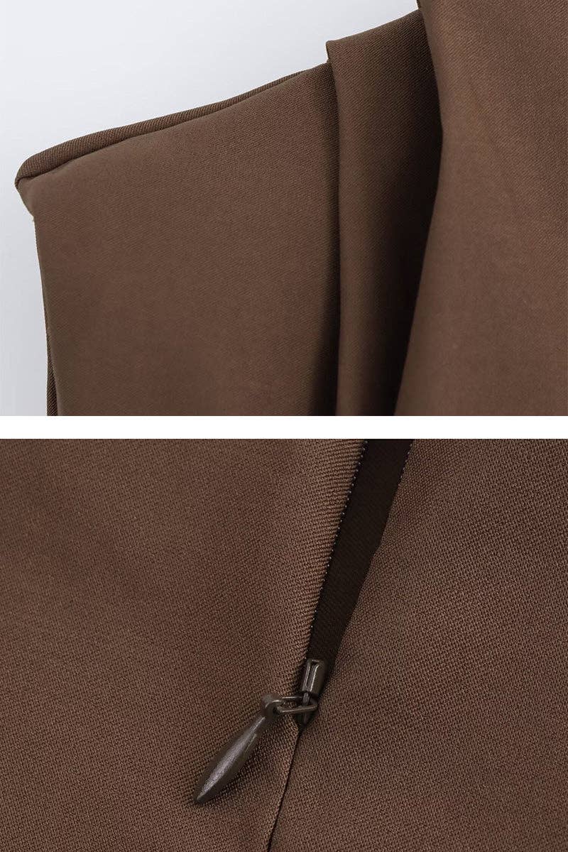 Asymmetrical Hem Sleeveless Top: BROWN