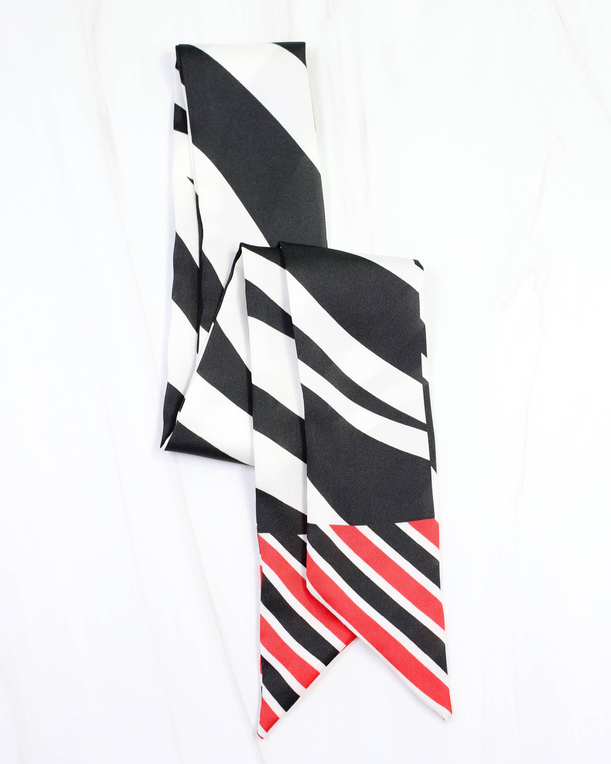 Striped Skinny Scarf Red&Black