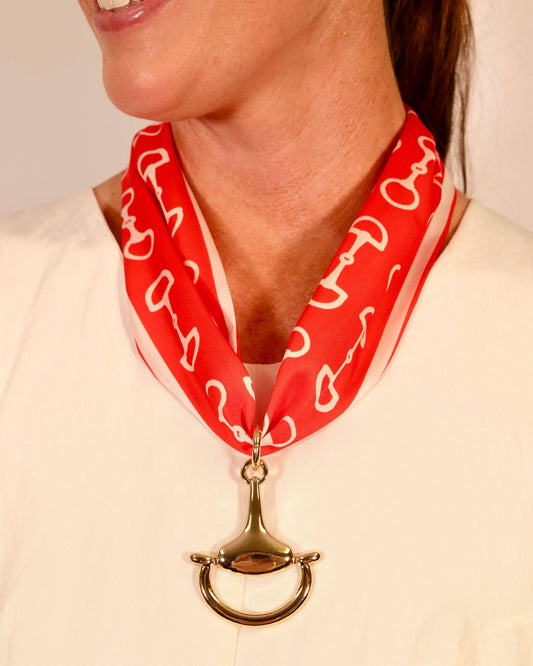 Ida Horsebit Pendant Scarf Necklace Red White