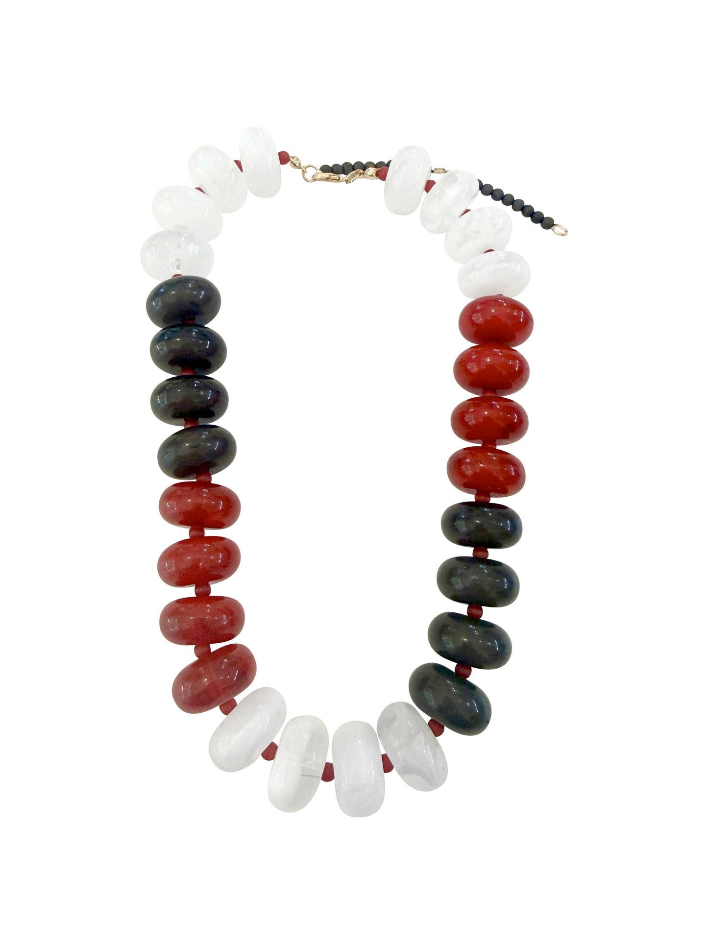 Pre Order -Carissa Chunky Beaded Necklace- Red Black Mix