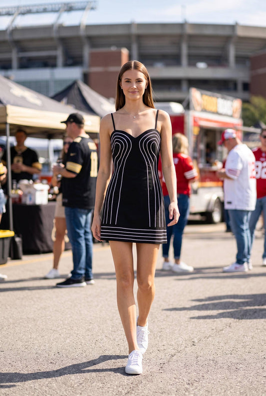 Pre Order -Trim Detail Mini Dress: BLACK