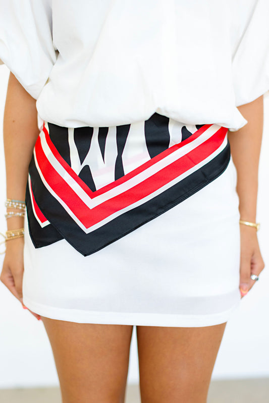 Harper Zebra Scarf Large- Red Black & White