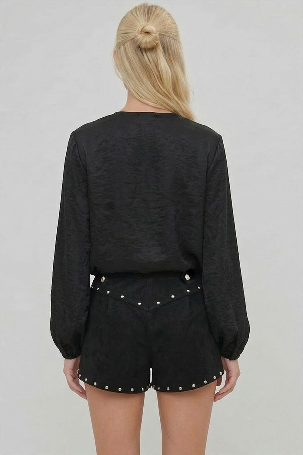 Black Suede Stud Shorts