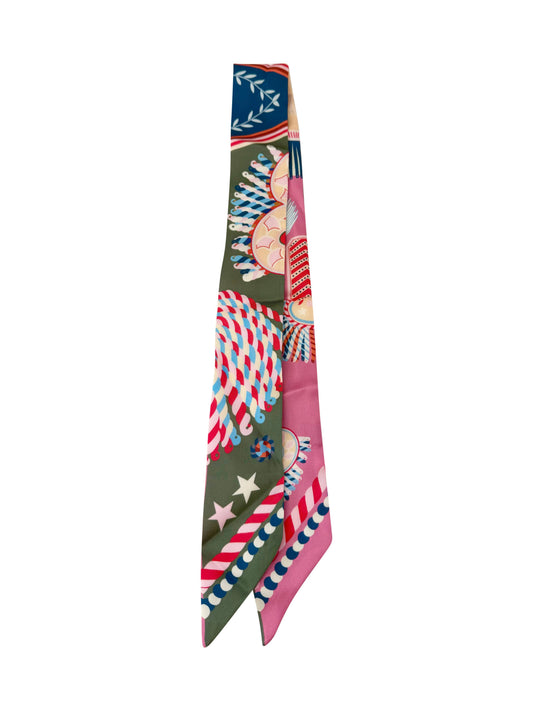 Olive & Pink Print Scarf Necklace