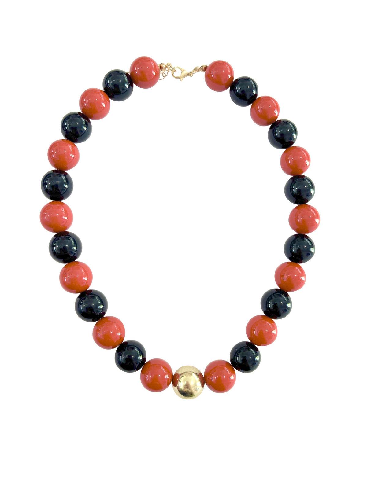 Leslie Chunky Beaded Necklace- Red/Black Mix